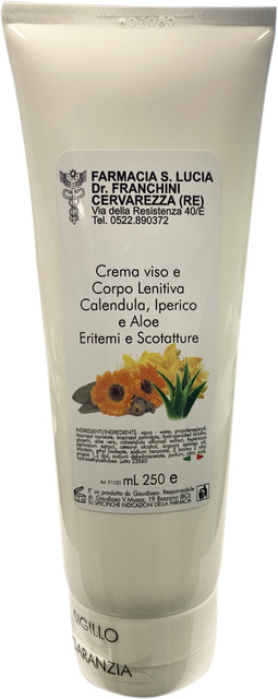 Crema Lenitiva con Calendula, Iperico, Aloe per Eritemi e Scottature ml 250
